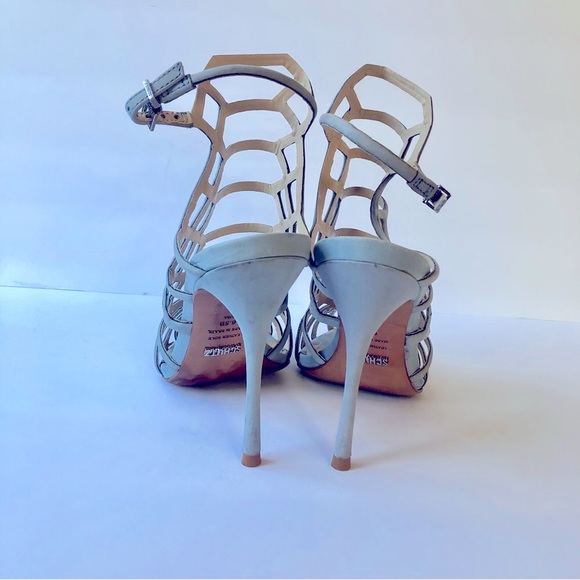 SCHUTZ JULIANA DRESS SANDAL JEANS BLUE CAGED STILETTO PUMP SIZE 6.5B LIGHT BLUE - Picture 8 of 12